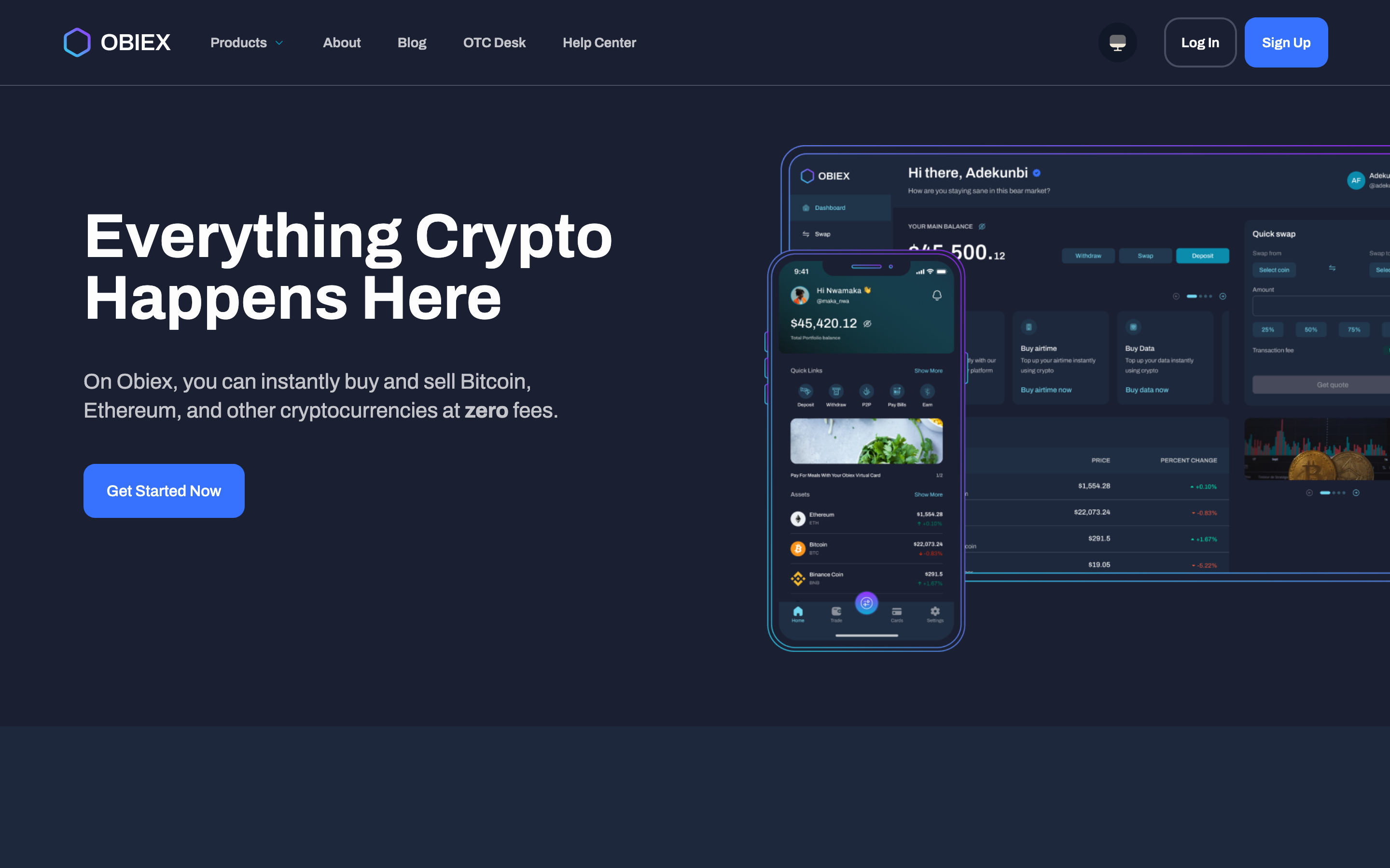 Obiex Finance marketing website